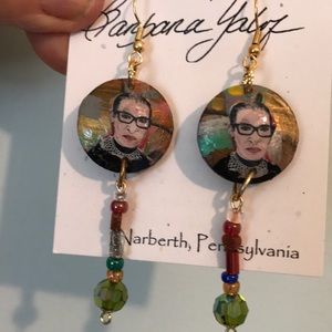 Ruth Bader Ginsburg dangling earrings handmade.